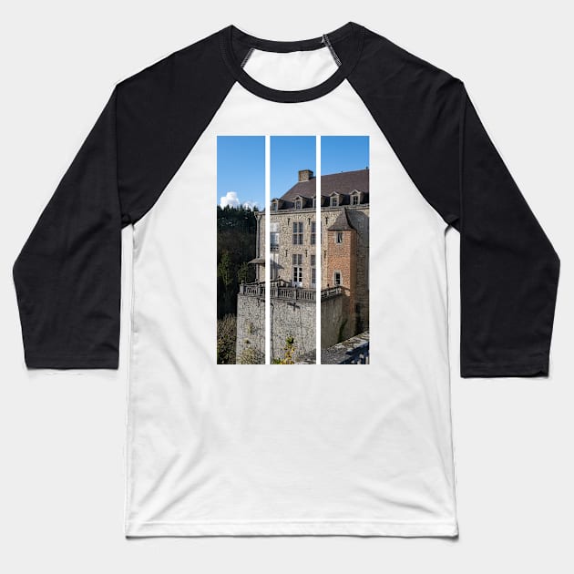 Modave Castle is also known as the Castle of the Counts of Marchin. Liege Province. Autumn sunny day. (vertical) Baseball T-Shirt by fabbroni-art